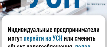Индивидуальные предприниматели могут перейти на УСН или сменить объект налогообложения, подав уведомление до 1 июня